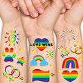 100Pcs Gay Pride tattoos,Gold Foil LGBT Rainbow Temporary Tattoos,Waterproof Rainbow Flag Tattoo Stickers for Pride Equality Parades Celebrations