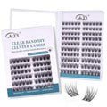 GAQQI Clear Band Lash Clusters 10-14mm, Wispy False Eyelashes, Glue Needed - Wing