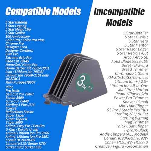 Extra Long Clipper Guards for Wahl 10 12 14 16 18 20 Hair Clipper Guards, 2.5 Inch Clipper Guides Attachments - 1.25" to 2.5", 6 Piece Set, Gray Color