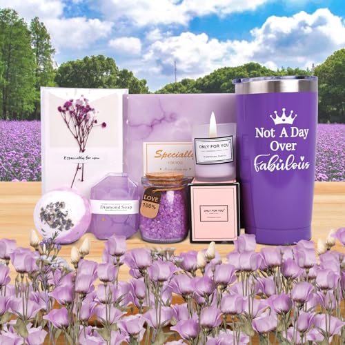 Birthday Gifts for Women, Relaxing Spa Gift Basket Set, Thoughtful and Distinctive Presents for Women, Ideal for Holiday Gifting to Loved Ones Like Mom, Sister, Friend, Wife, and Teacher,Purple