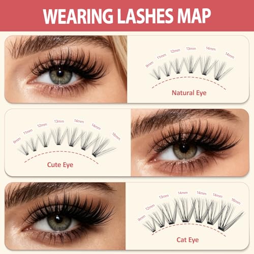 LAVONE DIY Lash Clusters Kit - 280pcs D Curl Eyelash Extensions