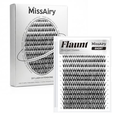 Flaunt Lash Clusters Eyelash Extensions Short Lash Clusters 8-14MM Wispy Eyelash Clusters Flora Cluster Lashes D Curly Cluster Eyelash Extensions Natural Lashes(Flaunt 8-14MM)