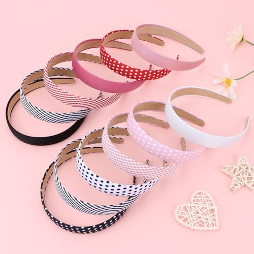 Wecoe 12-Pack Women's Headbands - Polka Dot & Plaid Designs