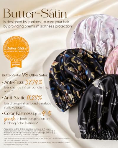 YANIBEST Satin Hair Bonnet & Hair Scrunchie - Adjustable Sleep Cap