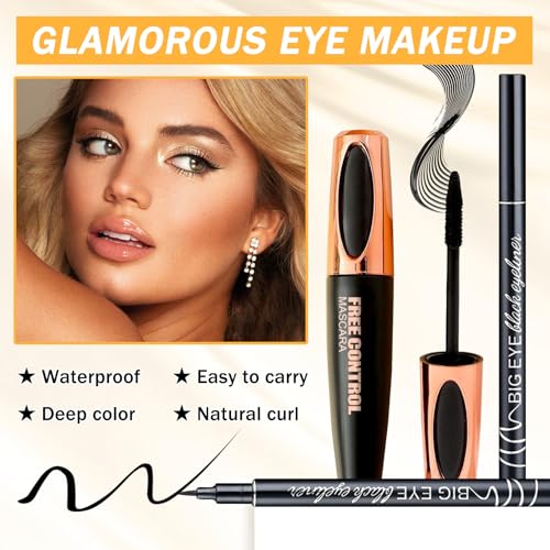 6-Piece Mascara & Eyeliner Set - Waterproof Long Lasting