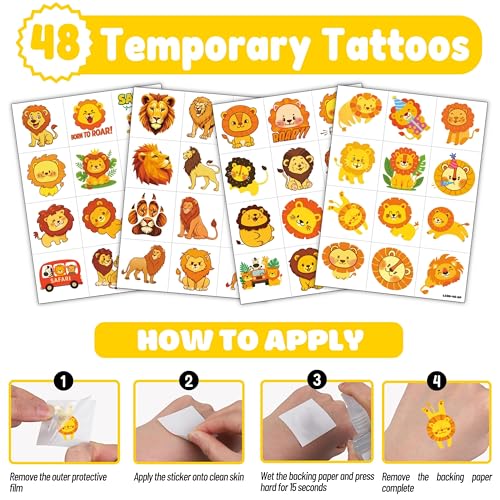 Lion Party Favors Kit - 48 Tattoos & 24 Punch Balloons