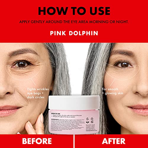 Pink Dolphin Caffeine Eye Cream ? Anti-Aging Eye Treatment for Dark Circles, Puffiness & Fine Lines ? Hydrating Formula with Caffeine & Hyaluronic Acid Skincare - 0.5 fl oz