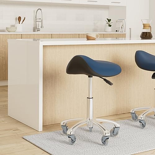 Ergonomic Saddle Stool with Wheels – Height Adjustable