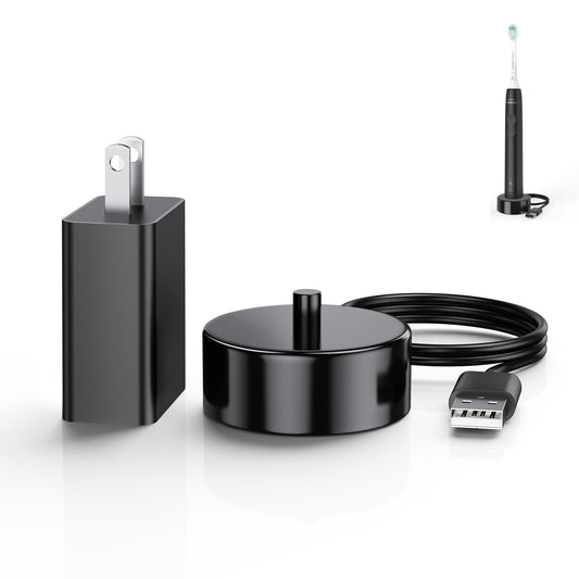 Replacement Charger Base Compatible with Philips Sonicare 5500 5300 4100 3100 2100 1100 Series Rechargeable Electric Toothbrush HX3681 Power Brush USB Waterproof Charging Base Power Cord - Black