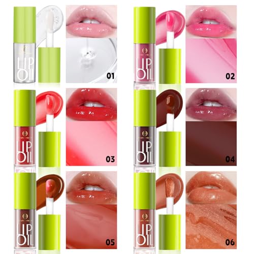 Hydrating Lip Oil Gloss Set, 6pcs Non-Sticky Plumping