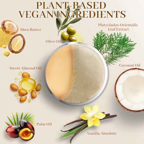 4 PCS Handmade Olive Oil Soap with Vanilla and Shea Butter, 2-In-1 Moisturizing Exfoliating Bar Soap with Platycladus orientalis leaves for Hair, Face and Body