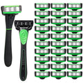 Men's Disposable Razor Kit 7-Blade Shaving Set with 2 Handles & Refills