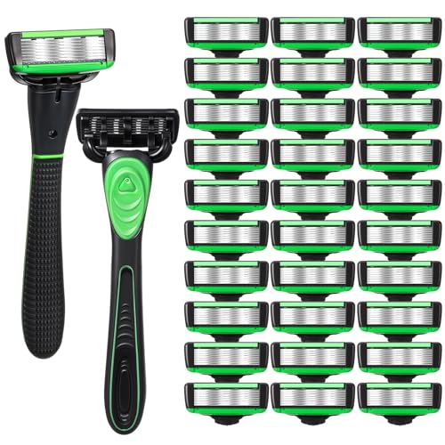 Men's Disposable Razor Kit 7-Blade Shaving Set with 2 Handles & Refills