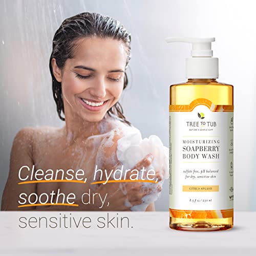 Tree to Tub Citrus Body Wash for Dry Skin & Sensitive Skin - pH Balanced Moisturizing Body Wash, Hydrating Sulfate Free Body Soap for Women & Men