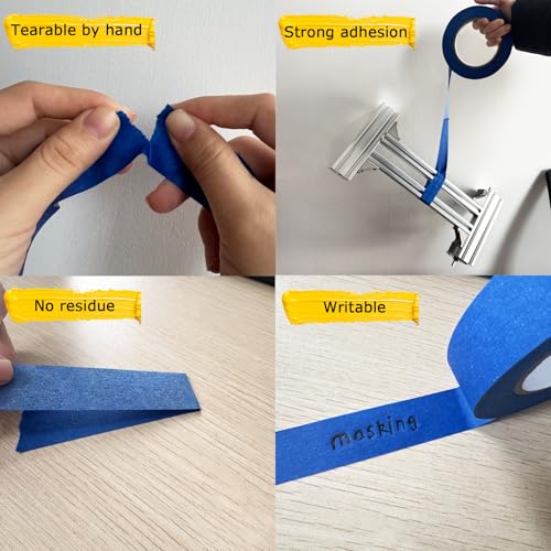 Premium Blue Painters Tape - 4 Rolls, No Residue, Multi-Surface