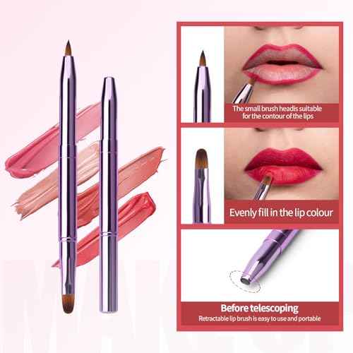 6 PCS Retractable Lip Brush for Lipstick Dual-Ended Lip Scrubber Exfoliator Silicone Lip Scrub Brush