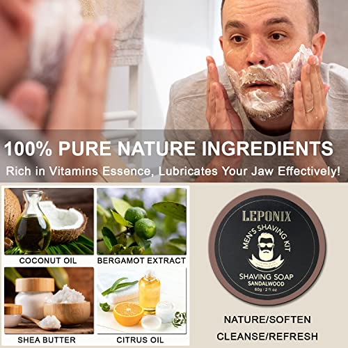 Mens Shaving Kit, The Ultimate Secret Santa Gift Set - Include Shaving Soap, Brush, Cream & Bowl ? Premium Aftershave Christmas Gift Set for Him, Husband, Boyfriend ? Ideal Grooming Essentials