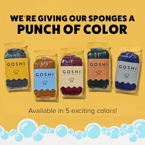 GOSHI Exfoliating Shower Sponge - Grey, Rip-Resistant