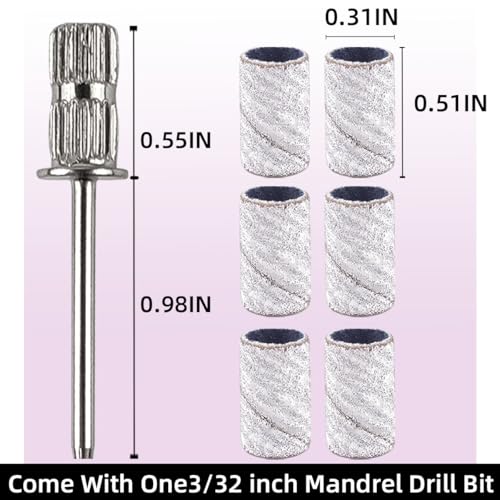 180-Grit White Nail Drill Sanding Bands Set - 100 Pcs with Mandrel, Fine Grit for Acrylic Nails - Variation of THIS listing