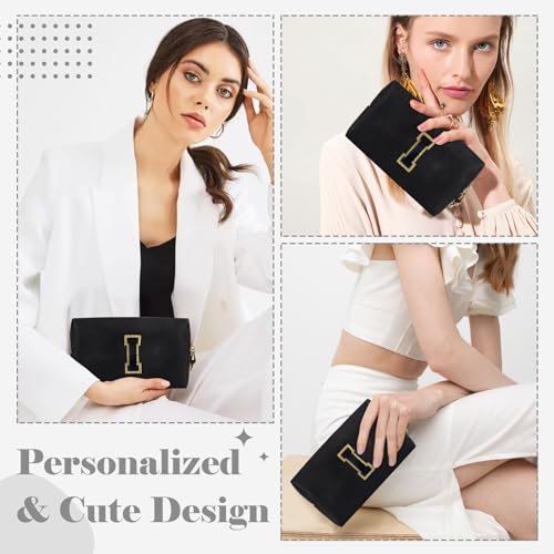 Personalized Chenille Letter Makeup Bag with Zipper