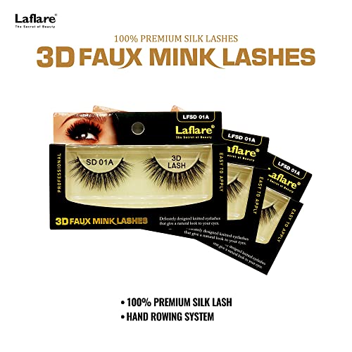 Laflare Silk Lashes 3D FAUX MINK Eyelashes, Light, Reusable, Handmade, Natural Looking, Professional Easy to Apply Eyelashes in a Knitted Style1-3 PACKS BUNDLE SPECIAL (3, SD05B)