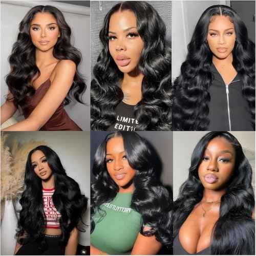 Body Wave Human Hair Bundles 18 20 22 Inch Black 3 Bundles Deals for Black Women Virgin Human Hair 12A Double Weft Quick Brazilian Hair Weave