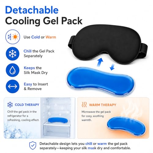 Cooling Sleep Mask with Mulberry Silk & Gel Pack