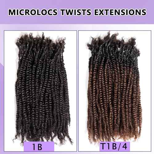 Teresa 8 Inch Microlocs Human Hair Extension - Curly Ends, Full Handmade Dreadlocks Twist for Women (T1B/4, 8 Inch 30 Strands)