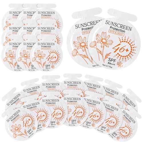100 Pcs Sunscreen Bulk Mini Travel Size Sunscreen Packets SPF 46+ Summer Party Gifts for Women Girl