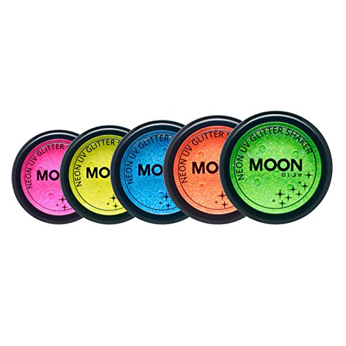 Moon Glow UV Neon Glitter Shakers Set of 5 + Gel