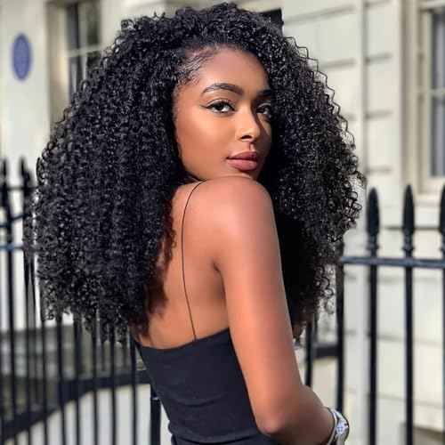 Half Wig Human Hair Kinky Curly 220% Density Glueless Wigs Human Hair 3 In 1 Seamless Flip Over Human Hair Curly Half Wigs for Women Drawstring Seamless (24 Inch)
