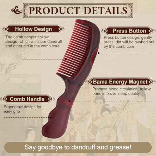 Patented Anti Dandruff Comb & Stainless Steel Fine Tooth Comb Kit, Dandruff Remover, Scalp Sweep Detoxing, Massage Dandruff Removal Brush for Scalp Build Up