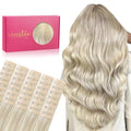 WENNALIFE 18" Ash Blonde Highlighted Tape-In Hair Extensions - 40pcs