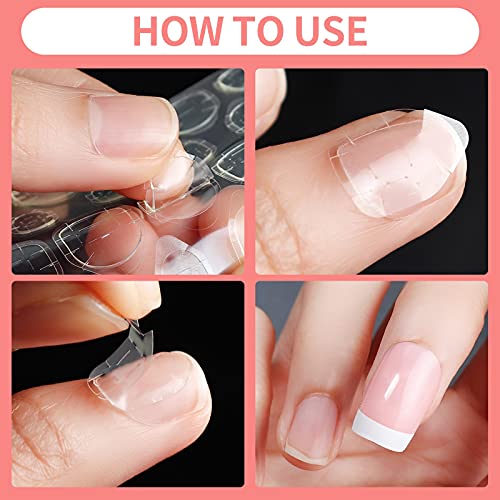 LIARTY 480 Pcs French Press On Nails Medium, French Tip False Nails Manicure, 12 Size Acrylic Full Cover Artificial Fake Nails, Natural