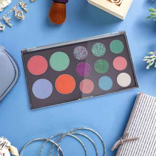 Magnetic Makeup Palette with Clear Top, 3Pack Empty Eyeshadow Pan Dispensing Storage Box with 60Pcs Adhesive Metal Stickers for DIY Cosmetics Lipstick Blush Powder-7.71¡±X4.33¡±Palette