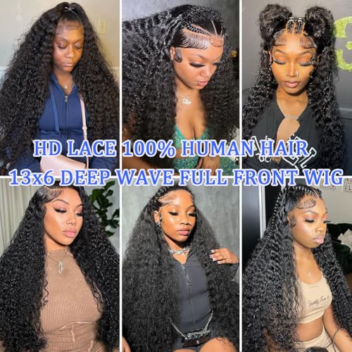 Simeider 30 Inch Deep Wave Lace Front Wig Human Hair 13x6