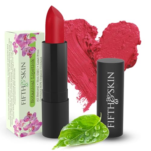 Fifth & Skin BOTANICAL Lipstick (BERRY RED) | Made in USA | Vegan | Natural | Organic | Cruelty Free | Paraben Free | NO Lead | Moisturizing Color that's Good for your Lips!