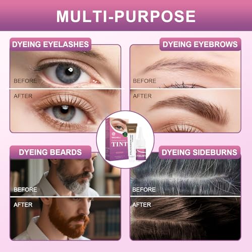 Eyelash & Eyebrow Color Kit, Professional Instant Lash & Brow Color Kit, Easy to Use with Natural Results, DIY Hair Coloring Eye Brow & Eye Lash Set for Beginner Salon Beauty 7ml Light Brown