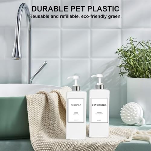 DIDROOM Silver & White Modern Refillable Shampoo & Conditioner Dispenser Set (21 oz, Pack of 3)