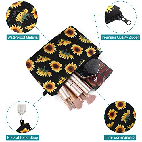 Sunflower Waterproof Makeup Bag for Travel & Daily Use