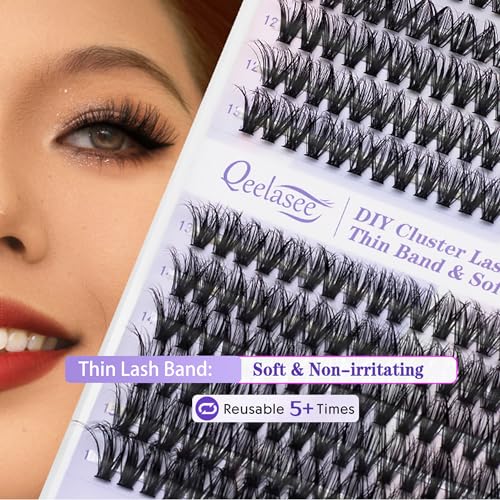 3D Effect Qeelasee 40d Lash Clusters Eyelash Extensions Wispy DIY Individual Eye Lashes Natural Volume 240pcs Mix9-16mm (3D effect, 40D-MIX9-16)