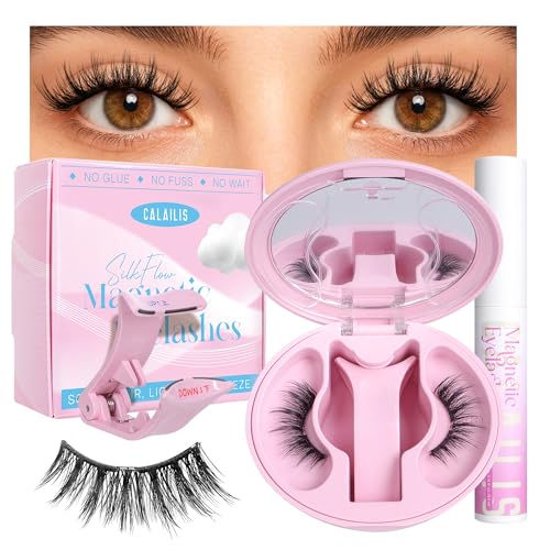 CALAILIS Magnetic Eyelashes Kit with Applicator - Soft & Reusable
