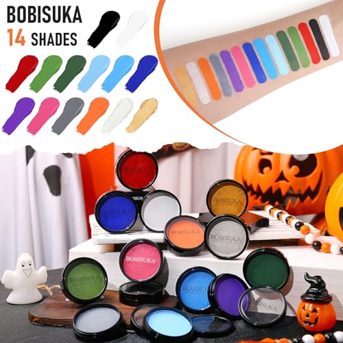 BOBISUKA Black White Face Paint Kit with Brushes