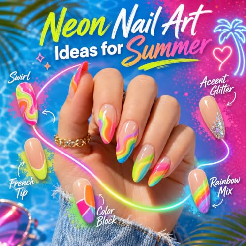 Beetles Neon Gel Nail Polish Set - 23 Pcs Rainbow Kit with Base & Top Coat