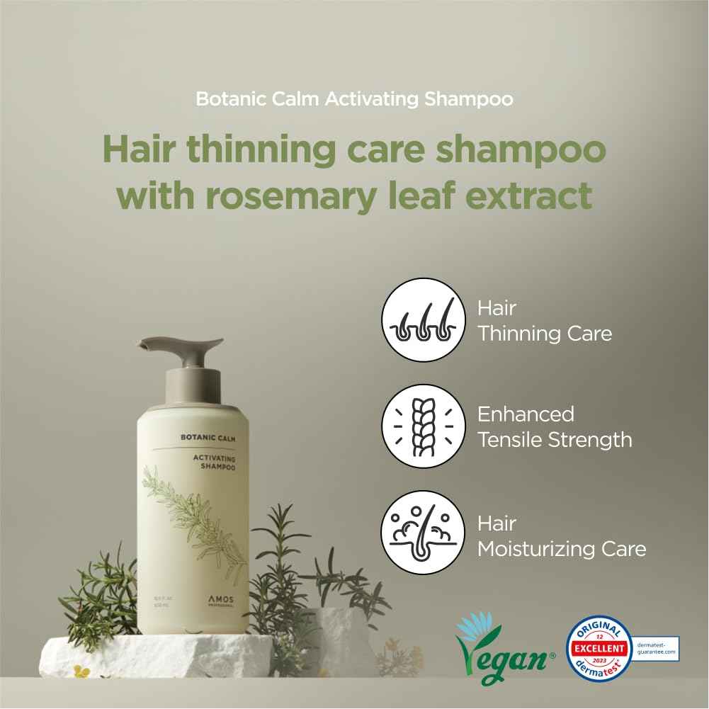 AMOS PROFESSIONAL Botanic Calm Activating Shampoo l Vegan Scalp & Hair Strengthening Shampoo with Rosemary and Biotin, Sulfate Free, 16.9 fl. oz.