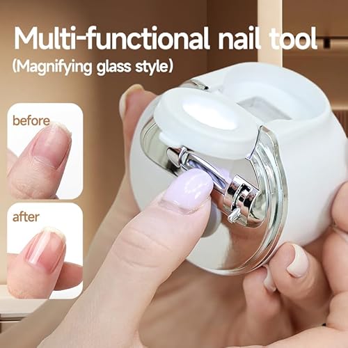 Electric Nail Clipper 3 in 1 Automatic Nail Trimmer with Magnetic Cover USB Rechargeable Polishing Tool with Magnifying Glass for Adults Kids Seniors (Blue)