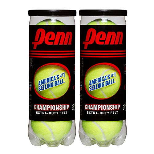 Penn Championship Tennis Balls - Extra Duty Felt Pressurized Tennis Balls - 2 Cans, 6 Balls