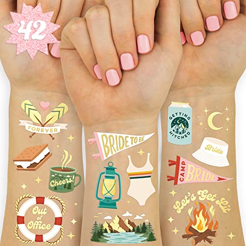 Camp Bachelorette Temporary Tattoos - 42 Gold Foil Designs