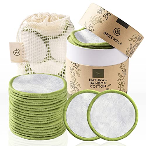 Reusable Makeup Remover Pads - 20 Pack Bamboo Cotton