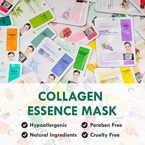 DERMAL 24 Combo Pack Collagen Essence Full Face Facial Mask Sheet 16 Combo Pack B